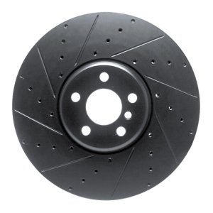 BMW i5 Brake Rotor (1) - Left Front - R1 Concepts - Drilled & Slotted - Black - `16-`25